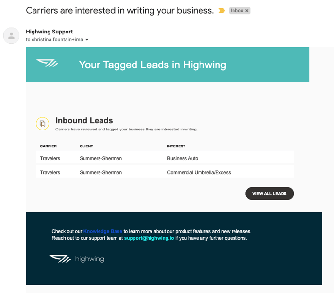 Tagged Leads Email